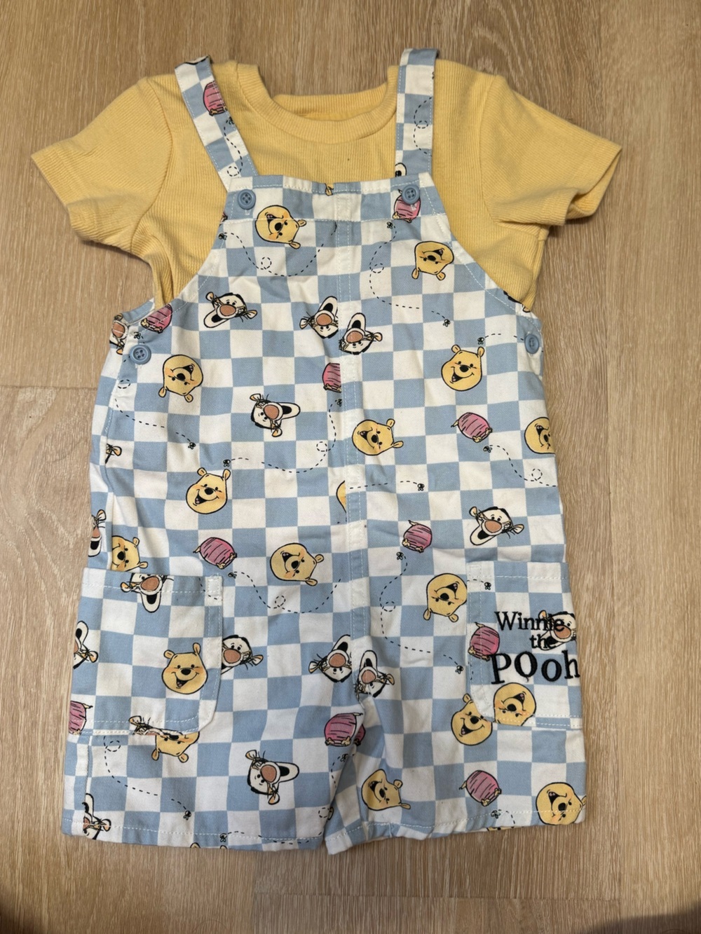 Yellow Tee & Blue Check Overalls Set - Kids